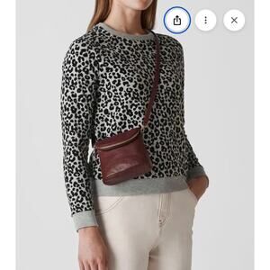 Whistles Cheetah Flocked Sweatshirt Animal Print Grey Marl Size Small 2610